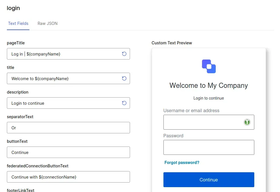Configure custom text