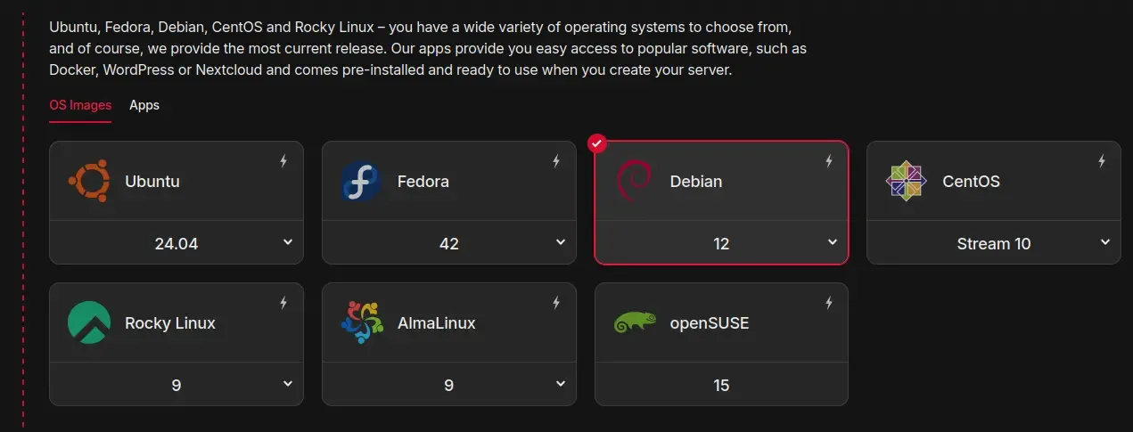 Hetzner Create VM: Image