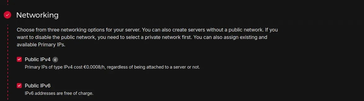 Hetzner Create VM: Networking