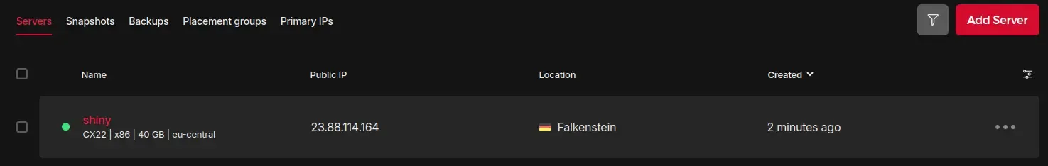 Hetzner: VM created