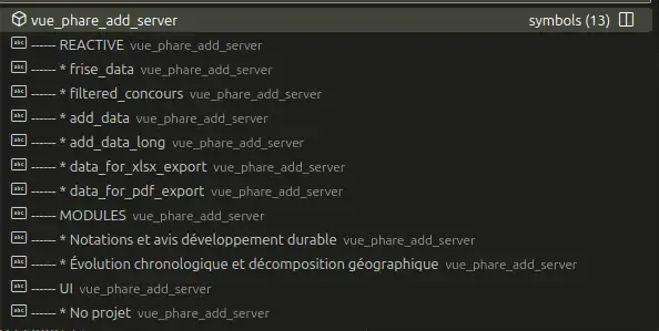 VSCode outline for a server file