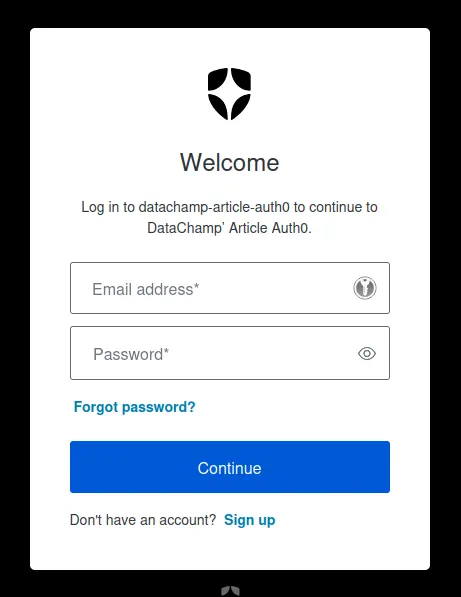 Auth0 Default Authentication Portal