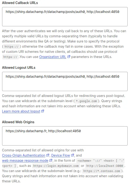 Configure Allowed URLs