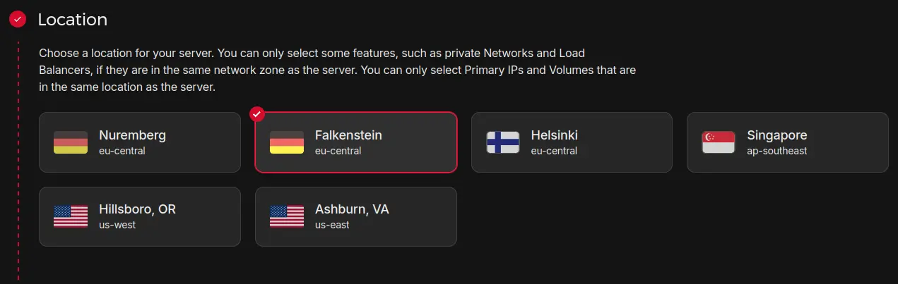 Hetzner Create VM: Location