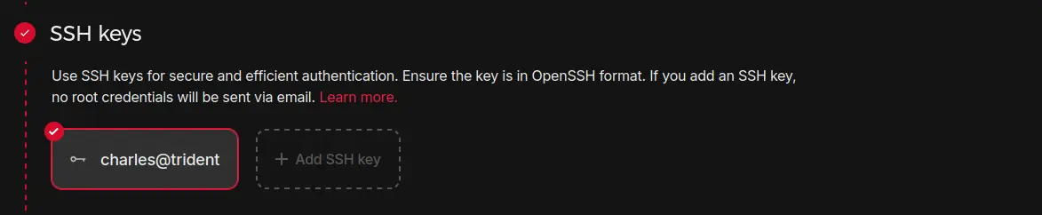 Hetzner Create VM: SSH keys