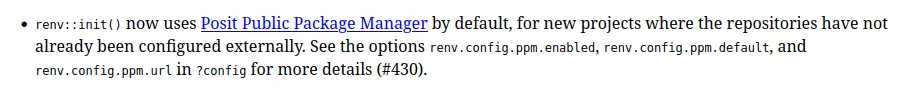 renv uses P3M by default since 1.0.0